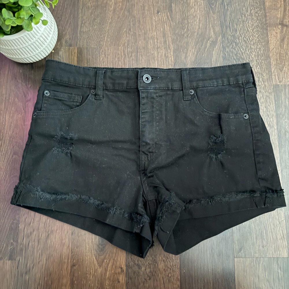 Celebrity Pink Black Frayed Jean Shorts